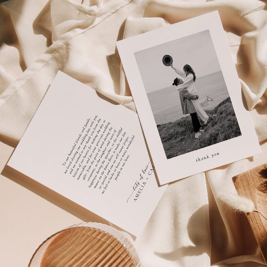 Modern Minimalist Photo Wedding Bedankkaart