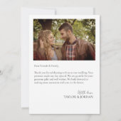 Modern Minimalist Photo Wedding Custom  Bedankkaart (Achterkant)