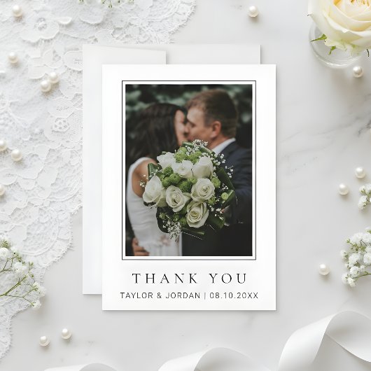 Modern Minimalist Photo Wedding Custom  Bedankkaart