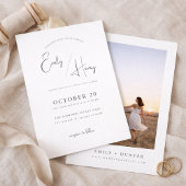 Modern Minimalist Photo Wedding Invitation Kaart