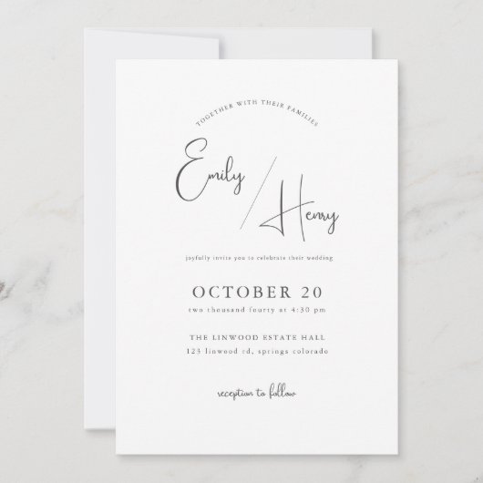 Modern Minimalist Photo Wedding Invitation Kaart (Voorkant)