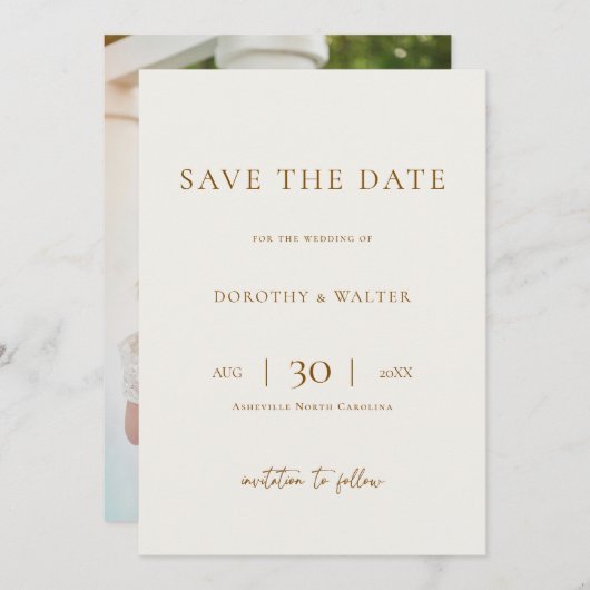 Modern Minimalist Photo Wedding Save the Date (Voorkant / Achterkant)