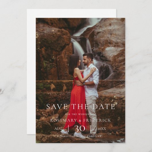Modern Minimalist Photo Wedding Save the Date (Voorkant / Achterkant)