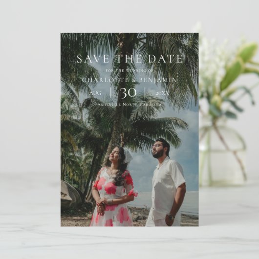 Modern Minimalist Photo Wedding Save the Date (Staand voorkant)