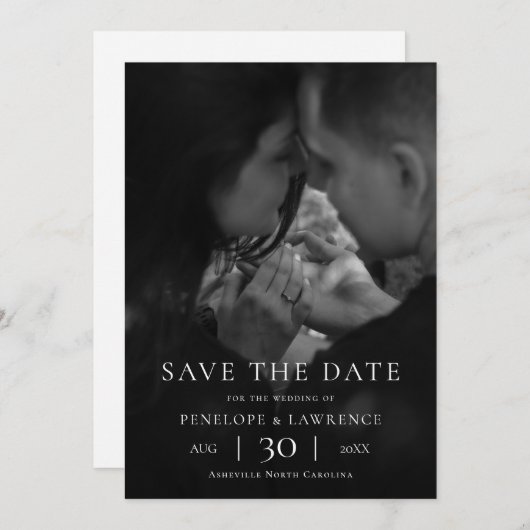 Modern Minimalist Photo Wedding Save the Date (Voorkant / Achterkant)