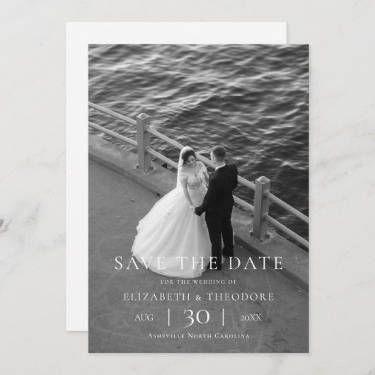 Modern Minimalist Photo Wedding Save the Date (Voorkant / Achterkant)
