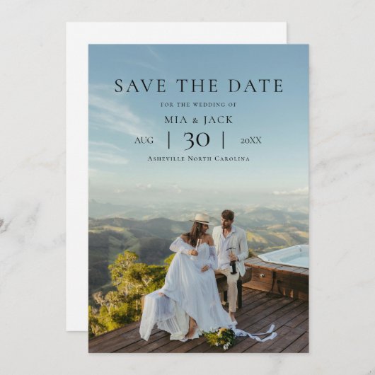 Modern Minimalist Photo Wedding Save the Date (Voorkant / Achterkant)