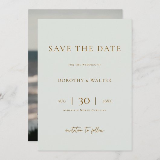 Modern Minimalist Photo Wedding Save the Date (Voorkant / Achterkant)