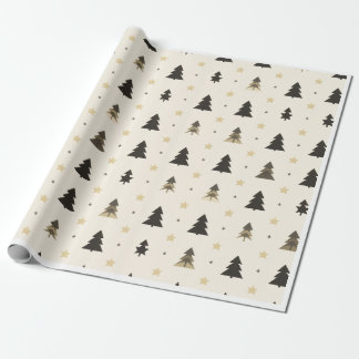 modern Minimalist PINE TREE black and soft pink  Cadeaupapier