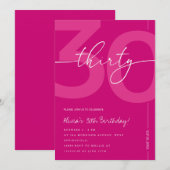 Modern Minimalist Pink 30th Birthday Party Kaart (Voorkant / Achterkant)