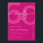 Modern Minimalist Pink 60th Birthday Party Kaart<br><div class="desc">Celebrate turning sixty in elegant style with this modern minimalist pink 60th birthday invitation. Designed with a clean and sophisticated layout, this stylish invitation is perfect for a chic milestone birthday celebration. The soft pink tones and minimalist typography create a modern look that is perfect for intimate gatherings, elegant parties,...</div>
