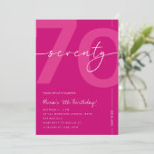 Modern Minimalist Pink 70th Birthday Party Kaart (Staand voorkant)
