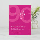 Modern Minimalist Pink 90th Birthday Party Kaart (Staand voorkant)