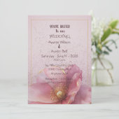 Modern Minimalist Pink and Gold Wedding Invitation Kaart (Staand voorkant)