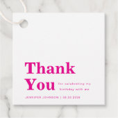 Modern Minimalist Pink Birthday  Bedankjes Labels (Voorkant)