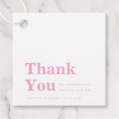 Modern Minimalist Pink Birthday  Bedankjes Labels (Voorkant)