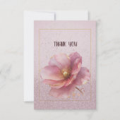 Modern Minimalist Pink Gold Poppy Wedding Bedankkaart (Voorkant)