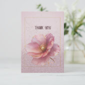 Modern Minimalist Pink Gold Poppy Wedding Bedankkaart (Staand voorkant)