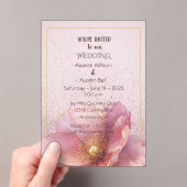 Modern Minimalist Pink Gold Wedding Acryl Uitnodigingen (Insitu (Draagbaar))