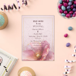 Modern Minimalist Pink Gold Wedding Acryl Uitnodigingen