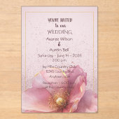Modern Minimalist Pink Gold Wedding Acryl Uitnodigingen (Voorkant)