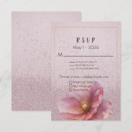 Modern Minimalist Pink Gold Wedding  RSVP Kaartje