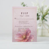 Modern Minimalist Pink Gold Wedding RSVP Kaartje (Staand voorkant)