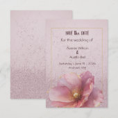 Modern Minimalist Pink Gold Wedding Save the Date (Voorkant / Achterkant)