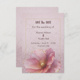 Modern Minimalist Pink Gold Wedding Save the Date
