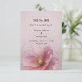 Modern Minimalist Pink Gold Wedding Save the Date (Staand voorkant)