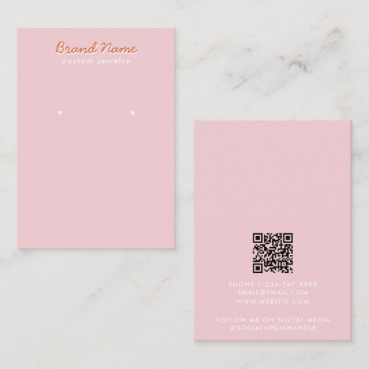 Modern Minimalist Pink Script Jewelry Display Card Visitekaartje (Voorkant / Achterkant)