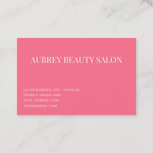 Modern minimalist pink white script   visitekaartje (Achterkant)