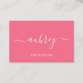 Modern minimalist pink white script   visitekaartje (Voorkant)
