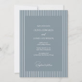 Modern Minimalist Pinstripe Wedding Invitation Kaart (Voorkant)