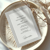 Modern Minimalist Pinstripe Wedding Kaart