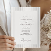 Modern Minimalist Pinstripe Wedding Kaart