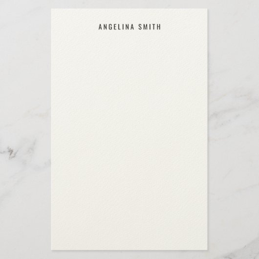 Modern Minimalist Plain Simple Black White Briefpapier (Voorkant)