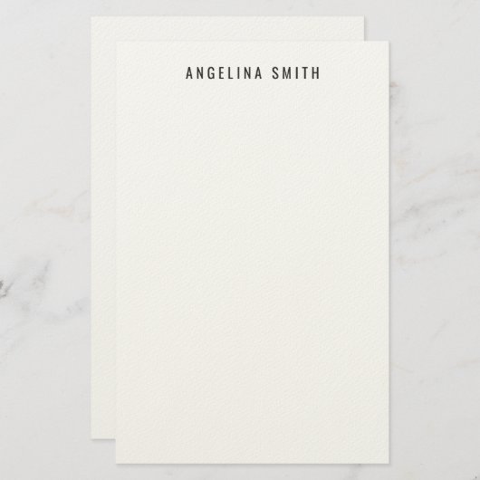 Modern Minimalist Plain Simple Black White Briefpapier (Voorkant / Achterkant)