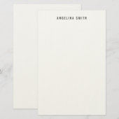 Modern Minimalist Plain Simple Black White Briefpapier (Voorkant / Achterkant)