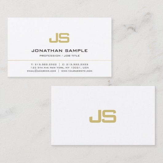 Modern Minimalist Professional Elegant Monogram Visitekaartje (Voorkant / Achterkant)