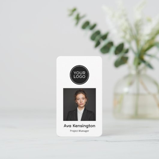 Modern Minimalist QR Code Business Card Custom Visitekaartje (Staand voorkant)