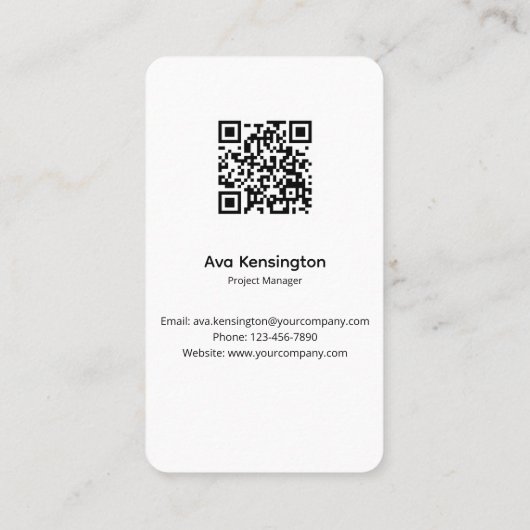 Modern Minimalist QR Code Business Card Custom Visitekaartje (Achterkant)