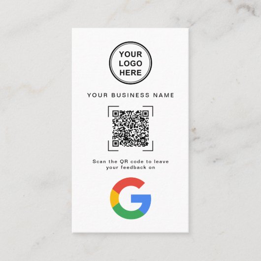 Modern Minimalist QR Code Google Review Visitekaartje (Voorkant)
