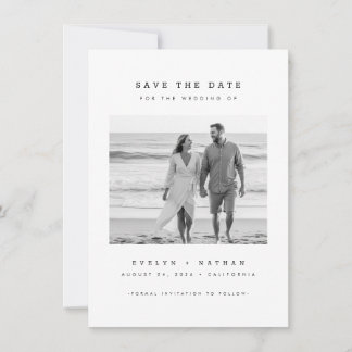 Modern Minimalist QR Code Photo Budget Wedding Save The Date