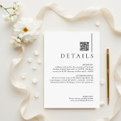 Modern Minimalist QR Code Wedding Details Informatiekaartje