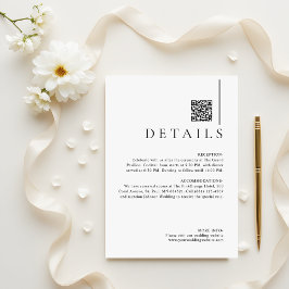Modern Minimalist QR Code Wedding Details Informatiekaartje