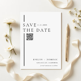 Modern Minimalist QR Code Wedding Website Save The Date