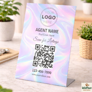 Modern Minimalist Real Estate Listing Scan Reclamebord Met Voetstuk