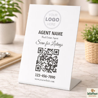 Modern Minimalist Real Estate Listing Scan Reclamebord Met Voetstuk