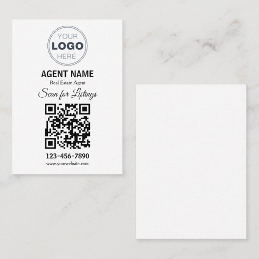 Modern Minimalist Real Estate Listing Scan Visitekaartje (Voorkant / Achterkant)